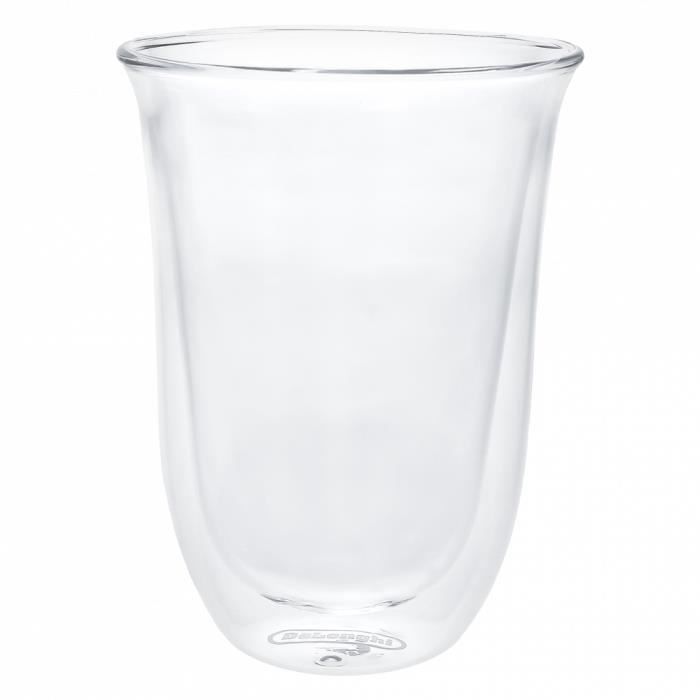 verre thermique DeLonghi Service à cappuccino à double paroi DLSC311, 2  pièces (1 paquet), transparent