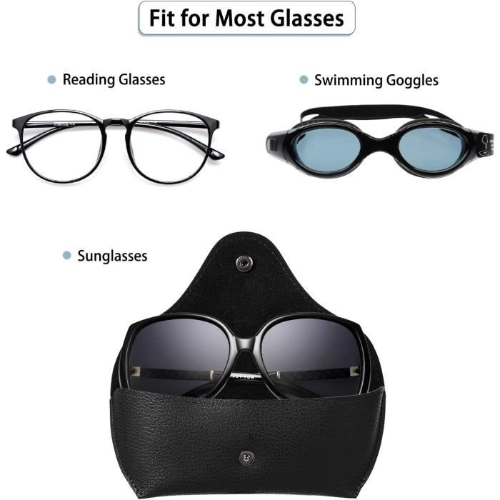 Étui Lunettes Souple En Cuir PU - Lot De 2 (noir Et Bleu) - Taille 15,3x7 Cm - Protection Anti-rayures