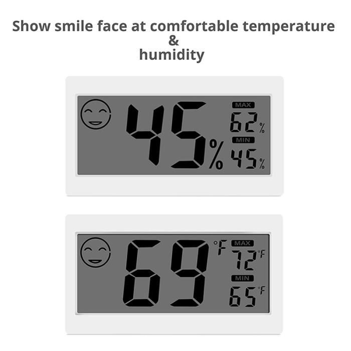 Thermomètre hygromètre numérique précis de la température intérieure,  capteur d'humidité avec alerte intelligente, écran LCD [718] - Cdiscount  Bricolage