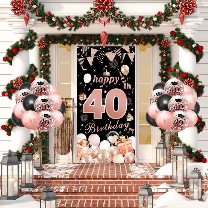 Décoration Anniversaire 40 Ans Pour Femme, Rose Or Noir Ballon 40 Ans,  Bannière Joyeux Anniversaire Decoration, Deco Annivers[O88] - Cdiscount  Maison