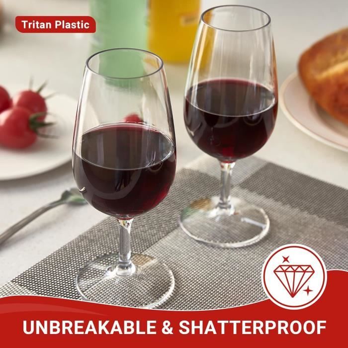 HAHASHOW Incassable Verres à Vin Coloré 100% Tritan-Plastique