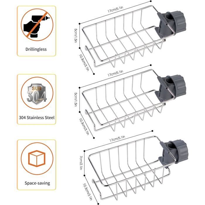 Porte-savon Double étage Acier Inoxydable – Étagère Murale Salle De Bain Gain De Place, étanche, Sans Perçage – Design Moderne