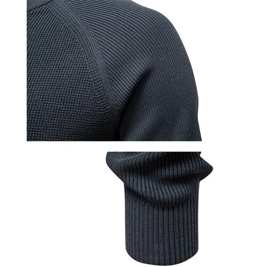 Pull Tricot Homme Col Rond Manches Longues Motif Tissé - Chaud Et Élégant Automne Hiver