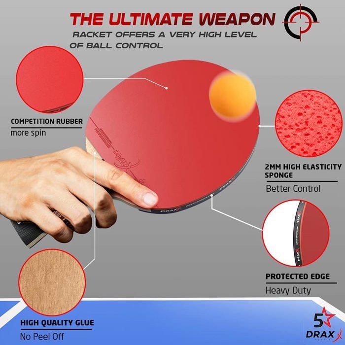BallX Pro AeroSpin 6000 - Raquette De Tennis De Table Carbone 5 Étoiles Ultra Rapide & Puissante