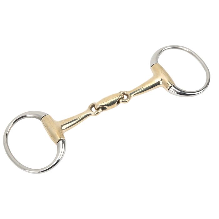 Mors De Cheval En Acier Inoxydable, Filet à Anneaux, Rouleaux Cuivre Et Inox, 25,5 Cm, 298 G