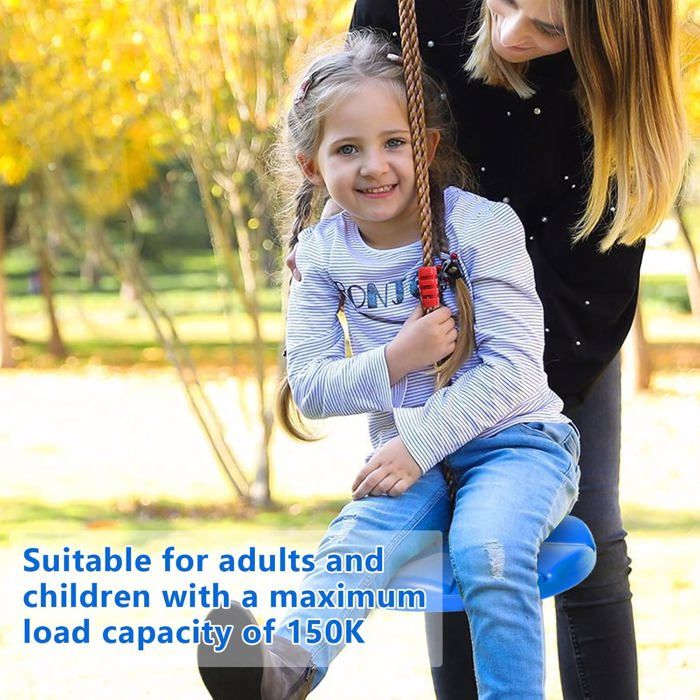 Balançoire Extérieure Avec Corde D'escalade – Siège Disque 150 Kg – Pour Enfants Et Même Adultes – Parc, Jardin, Intérieur – Bleu Ou Rouge