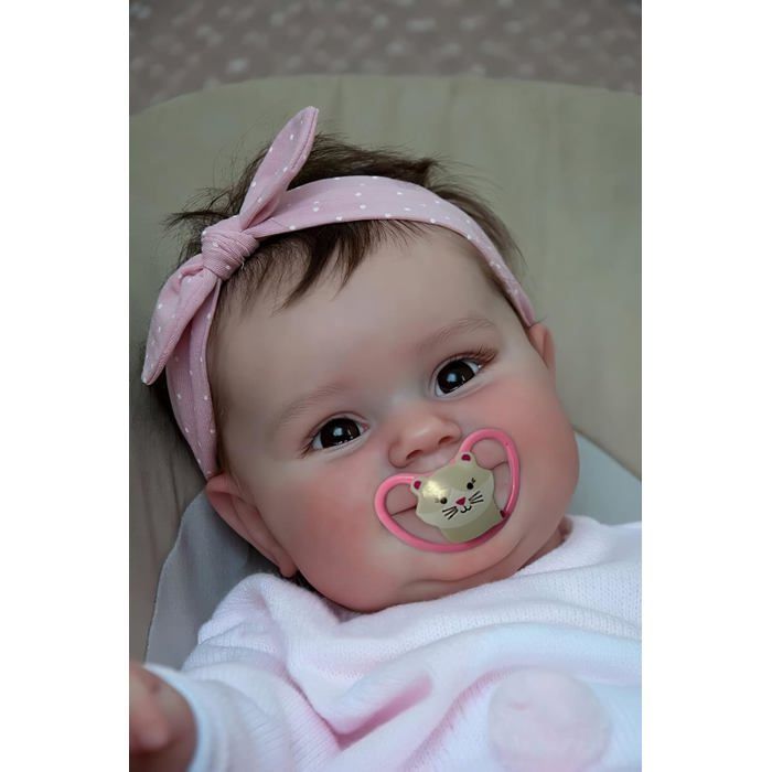 Poupée Réaliste 50 Cm Bébé Reborn – Corps Complet En Silicone Vinyle – Cheveux Enracinés à La Main, Yeux Acryliques – Peut Prendre Le Bain – Cadeau Anniversaire Pour Enfants Et Collectionneurs