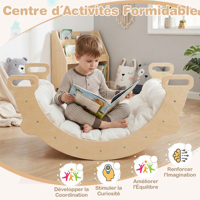 3 en 1 Arche d'escalade fauteuil à bascule et table de jeu coussin, en