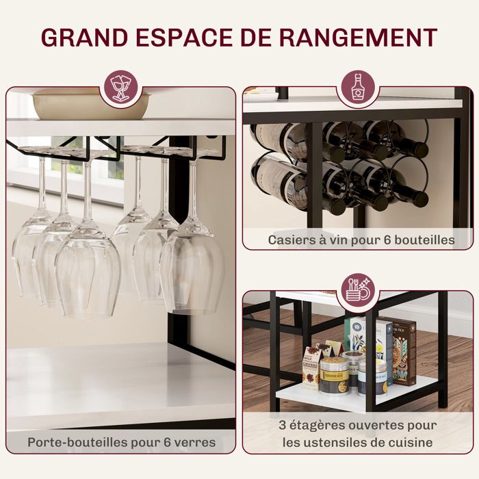 Ensemble Table De Bar Avec 2 Tabourets HOMCOM – Avec étagères, Casier à Vin, Repose-pieds, Effet Bois Naturel - 11
