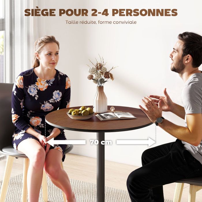 Table de salle à manger diamètre 120 cm avec pied en bois massif