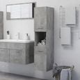 JG- Armoire de bain-COLONNE DE SALLE DE BAIN Gris béton 30x30x130 cm Aggloméré Meuble toilette|1181-0