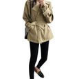 Trench-Coat pour Femme avec Ceinture Manteau Coupe-Vent à Double Boutonnage courte-0