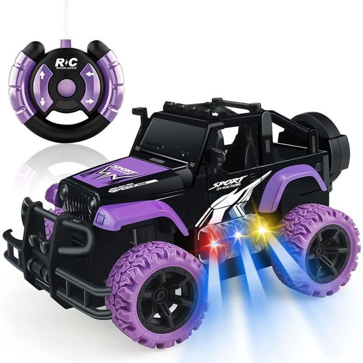 Voiture Télécommandée LISM 1/16 – Tout-terrain, Lumière LED, Orange, Pré-assemblée