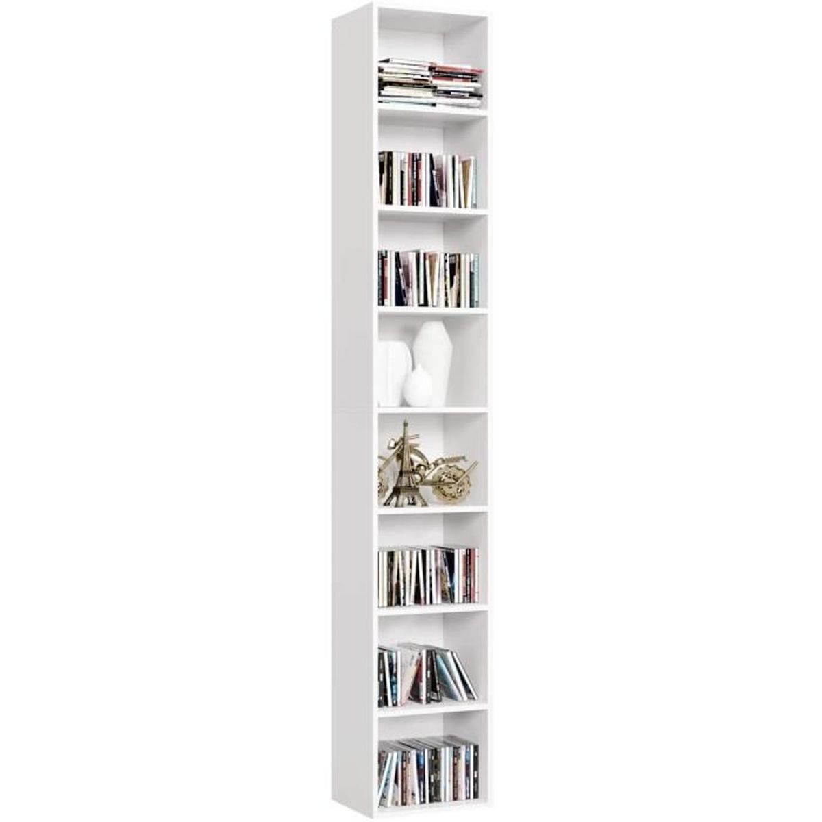Homfa 180cm Meuble Rangement Bibliotheque Etagere Cd Colonne Musique Pour Bureau Salon Chambre D Etude 30x23 5 Blanc Achat Vente Meuble A Casier Homfa 180cm Meuble Rangemen Soldes Sur Cdiscount Des