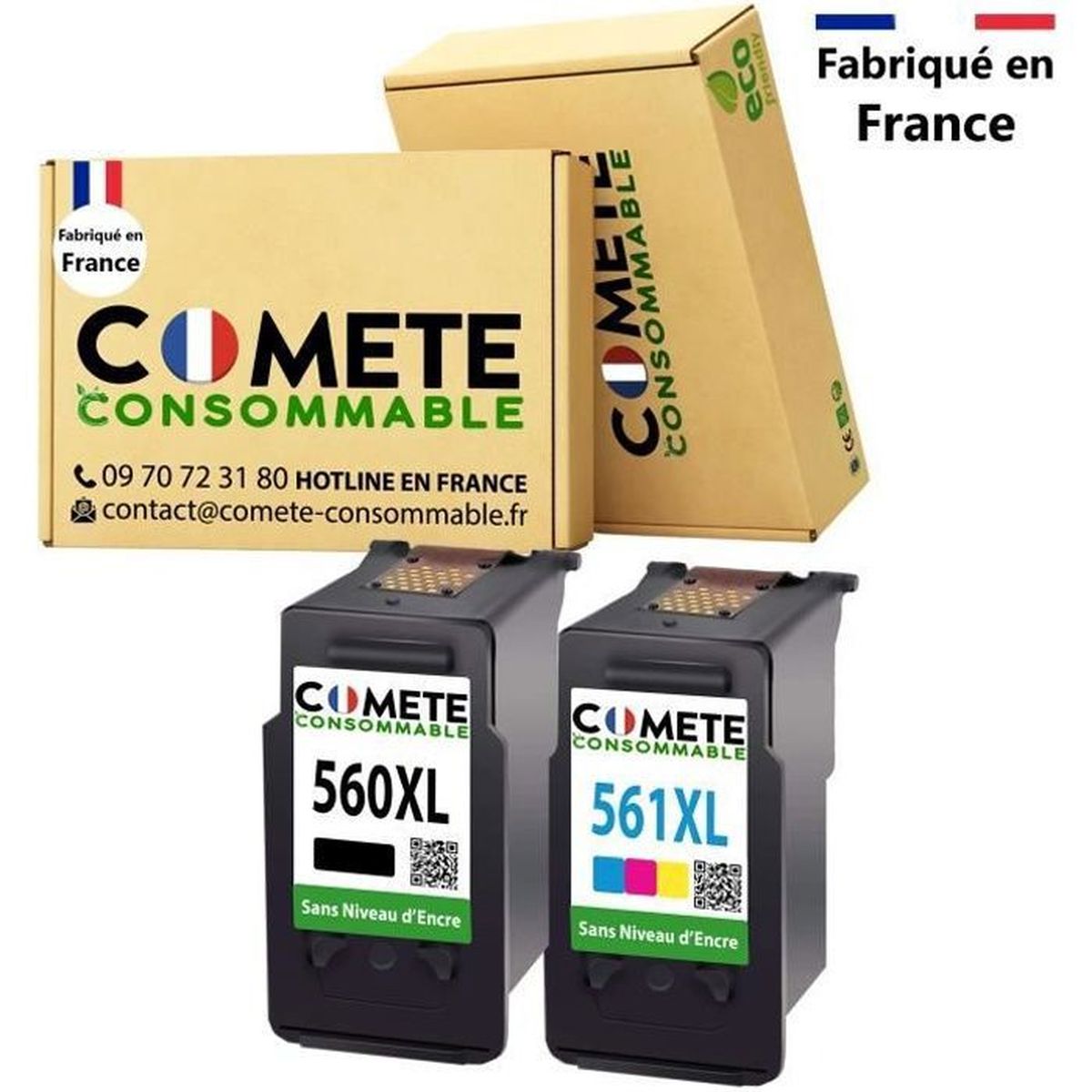 Pack De Cartouches D'Encre Compatibles Canon PG-560XL Noir & CL-561XL Couleur - Haute Capacité Pour TS5350, TS7450 Et Modèles Similaires