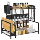 MENGDA Étagère à Épices Cuisine, Porte-Épices en Métal,Rangement Epices Cuisine pour Comptoir,Étagère de Rangement 2 Niveaux