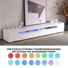 TRUXEN Meuble TV extra-long - 240cm, LED - 16 couleurs réglables, support 80kg & rangement spacieux, Blanc moderne (240x39x35cm)