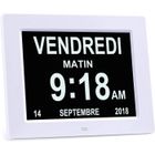 NUTBREAK 8" LCD Horloge Numérique Calendrier - Auto Dimming 8 Langues HD Display Rappel pour Alzheimer Les Personnes âgées - Blanc