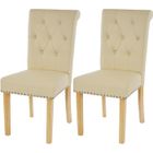 BRAND Chaise de salle à manger - Chesterfield II - Similicuir crème - Pieds en bois massif - Rivets décoratifs