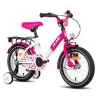 HILAND Bicyclette pour enfants - Roues 12" - 2-4 ans - Roues assistées - Porte-bagages arrière - Bicyclette pour filles - Rose
