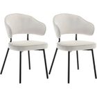 WOLTU Lot de 2 Chaises Salle à Manger avec Dossier, Chaise de Cuisine Scandinave Velours, Pieds en Métal, Crème W0ATT0082-2
