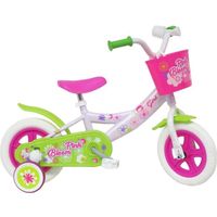 Vélo Enfant 10'' PINK BOOM Fille ( taille < 90 cm ) équipé d'un panier avant de Garde-boues, d'un carter et de 2 stabilisateurs !