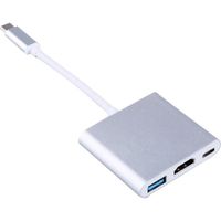 Boîtier en aluminium Adaptateur HDMI USB C ultra-fin, adaptateur de câble multiport de type C vers HDMI, portable pour connecter