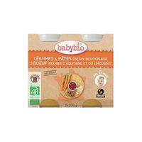 Babybio - Petit Pot Bébé Légumes Pâtes Bolognaise Boeuf - Bio - 2x200g - Dès 6 mois
