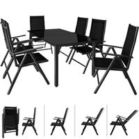 Salon de jardin Bern 7 pièces Anthracite noir Ensemble table chaises en alu