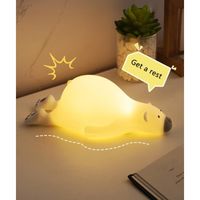 Lampe Veilleuse enfant bébé Ours Silicone LED de chevet tactile Trois luminosités Contrôle du timing