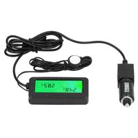 ROM Mini thermomètre électronique avec affichage LCD DC12V pour voiture intérieur extérieur (vert)