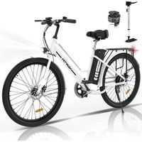 Vélo électrique HITWAY 26" Blanc - Moteur 250W - Batterie Lithium Amovible 36V 8,4Ah - Pompe à vélo gratuite