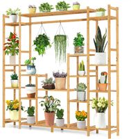 RELAX4LIFE Porte Plante Bambou 3 Niveaux Pliable - Support Orchidée Réglable Hauteur - Intérieur Extérieur