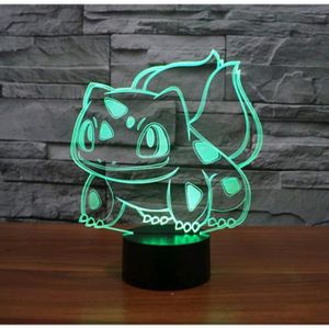 OBJETS LUMINEUX DÉCO  3d lumière de nuit pour Pokémon Bulbizarre, 7 couleurs Interrupteur tactile lampe de table de bureau