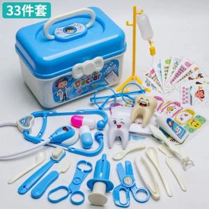 DOCTEUR - VÉTÉRINAIRE 33pcs bleu avec boîte - Ensemble de médecin pour enfants, stéthoscope médical, accessoires de sac d'infirmièr
