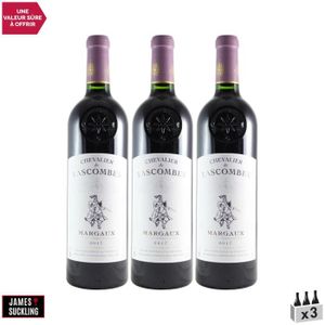 VIN ROUGE Château Lascombes Chevalier de Lascombes Rouge 2017 - Lot de 3x75cl - Vin Rouge de Bordeaux - Appellation AOC Margaux