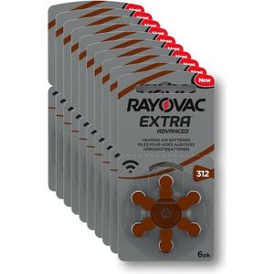 PILES Rayovac - Piles Extra Advanced zinc-air pour aides auditives, code couleur brun,