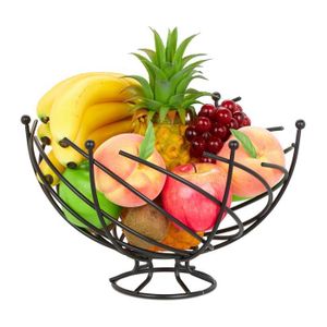 Grand Panier Ovale Panière Corbeille de Fruits Légumes Oeufs Anse en Fer  Grillagé Gris 30,5x38,5x49cm - L'Héritier du Temps