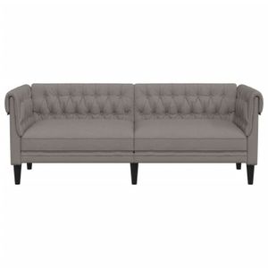 CANAPÉ FIXE KIT Canapé Chesterfield 3 places taupe tissu - SALALIS - MPW16305