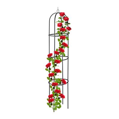 Étagère à Fleurs Avec Treillis 200 Cm – Support Plantes Jardin Balcon Terrasse, Acier Noir Relaxdays