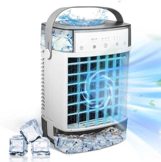 Climatiseur Mobile Portable 900ML 4 En 1 - Mini Ventilateur USB Silencieux Avec Brumisation Et 3 Vitesses Pour Chambre Et Bureau