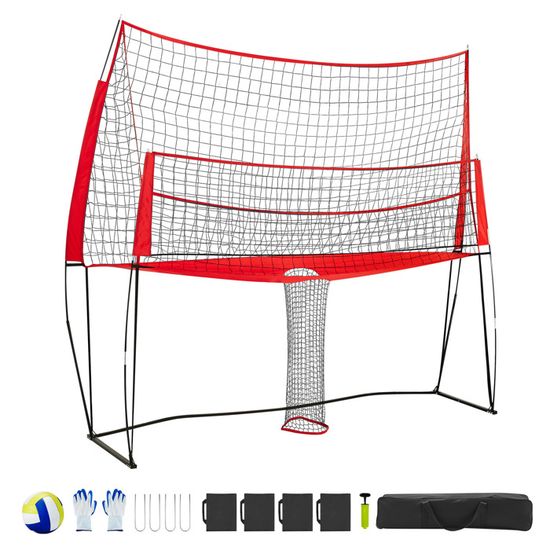 Filet De Volley Avec Retour De Balle – 2,13 X 1,22 M – Léger, Avec Cordes élastiques Et Anneaux – Pour Jardin, Plage Ou Terrain Extérieur