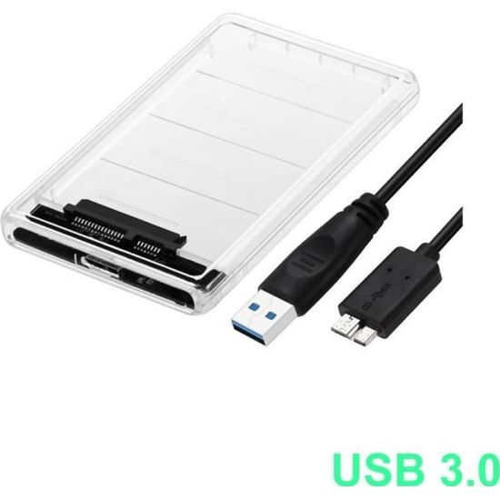 Boîtier de disque dur USB 3.0 - 2,5 pouces SATA - Boîtier de disque dur USB  3.0 - 2,5 pouces, Connexion externe : USB 3.0 - SuperSpeed, Connexion  interne : SATA, Vitesse : Max. 6 Gbps.