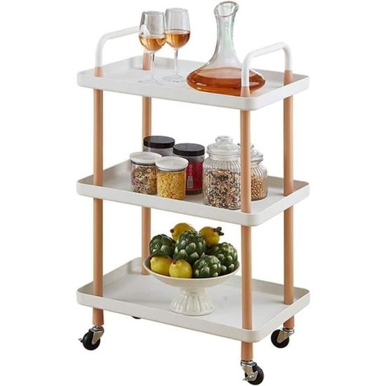 YGKJDM Chariot Rangement Cuisine 3 Étages Métal Avec Roulettes - Organisateur Multi-Usage