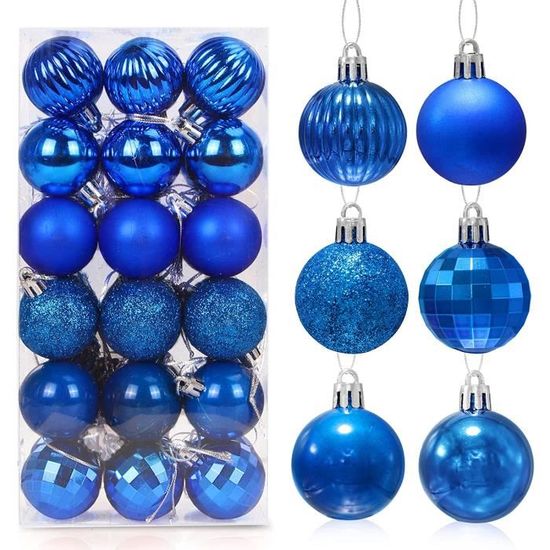 Lot de 24 boules de Noël, ornements pour sapin de Noël, petites boules