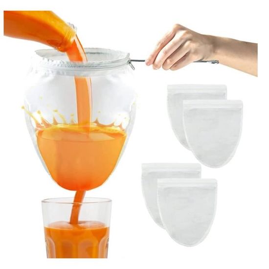 4 pièces Sac à Lait de Noix Sac a lait vegetal avec 1 Anneau Acier