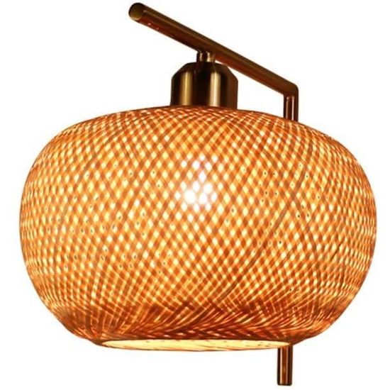 Osier Rotin Applique Murale AbatJour en Bambou Vintage Luminaire Mural