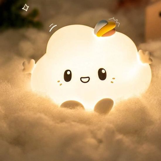 Veilleuse Enfant Automatique Sur Prise - LED Nuage Avec Détecteur De Nuit