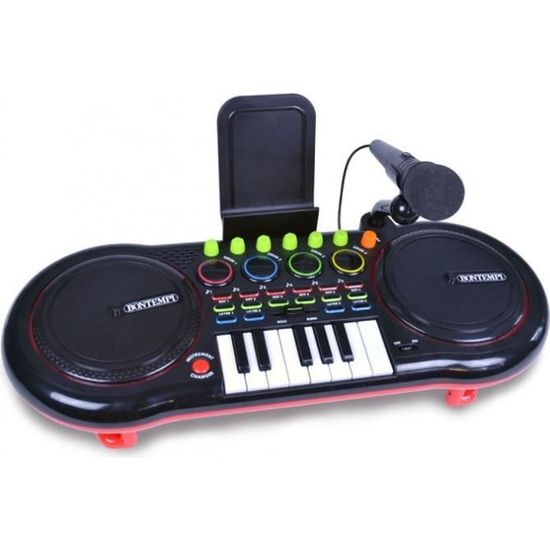 Bontempi Table de mixage DJ avec microphone et clavier 53,5 cm noir