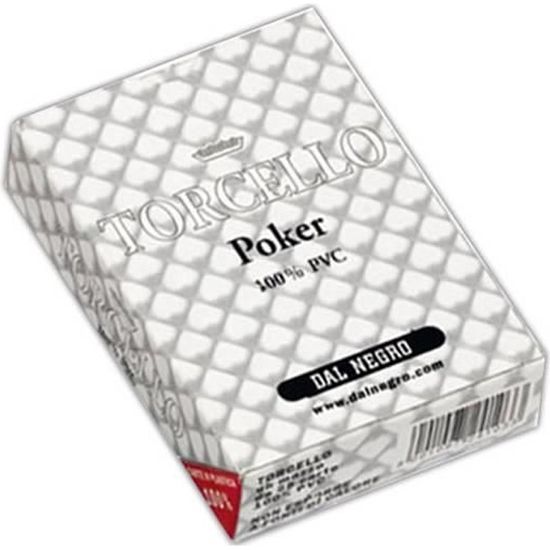 Dal Negro TORCELLO - Jeu de 54 cartes 100% plastique - format poker - 4 index standards Blanc